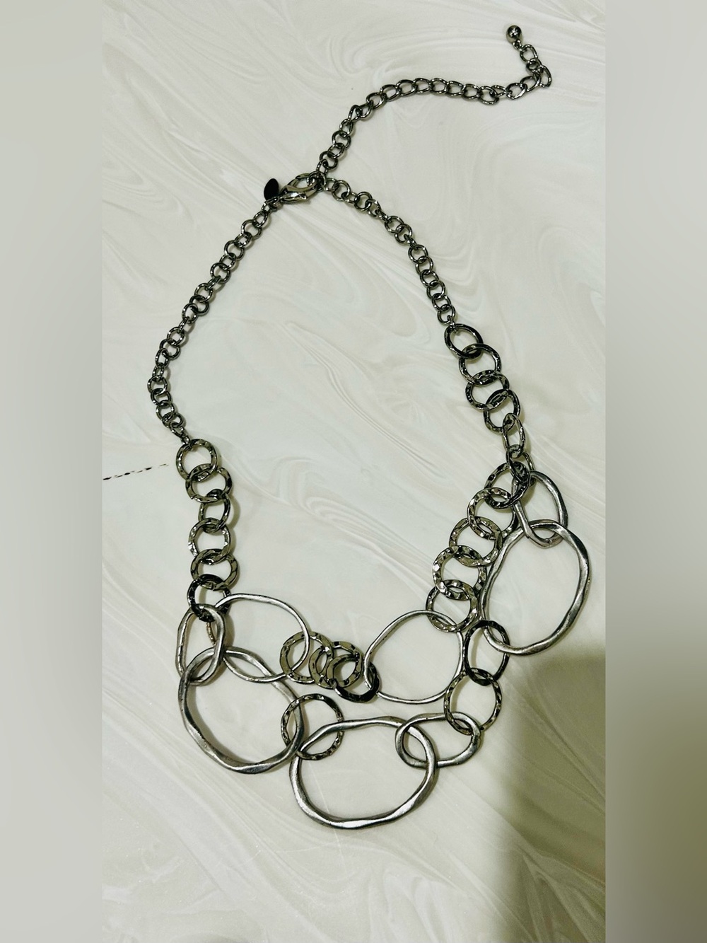 ⭐️FREE GIFT⭐️ Chico's Silver Multi-Linked  textured Necklace w adjustable length
